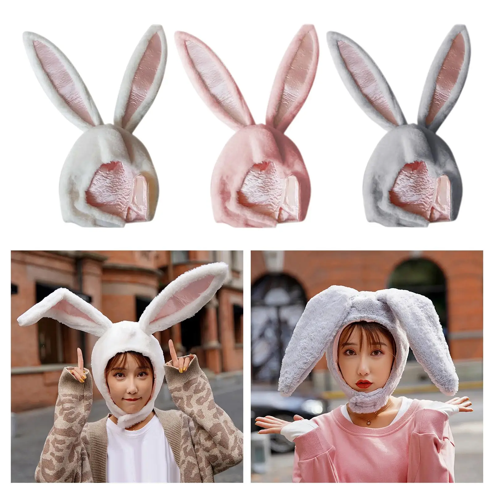 Cute Rabbit Ear Hat Kids Adult Costume Head Warmer Funny Headdress for Photo Props Christmas Cosplay Fancy Dress Halloween