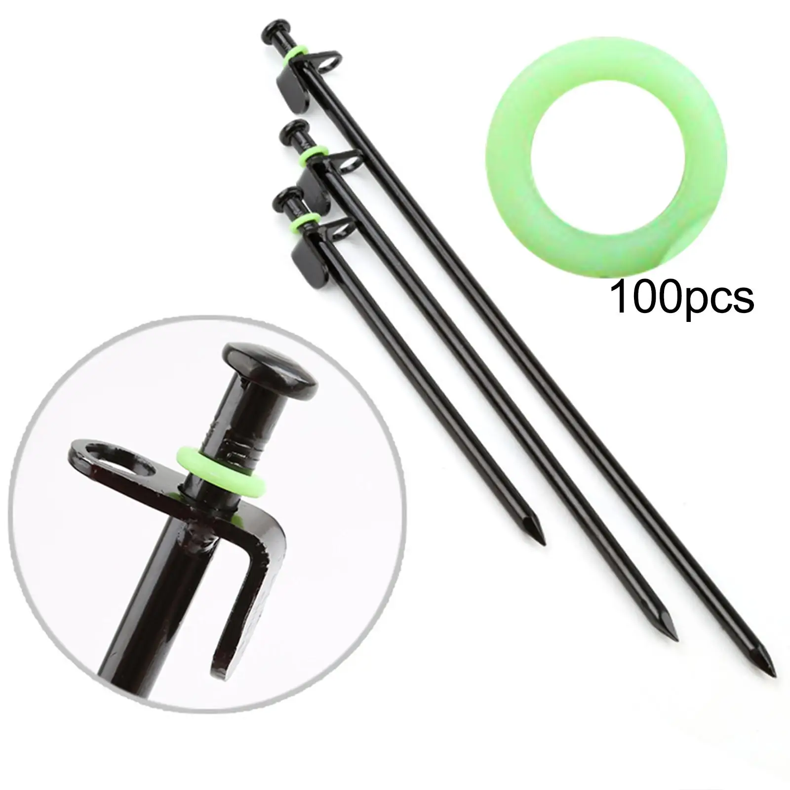 100Pcs Tent Stake Rings Luminous Glow in The Dark 15mm Tent Peg Rings Tent Nail Rings Tent Stake Accessories for Outdoor Camping
