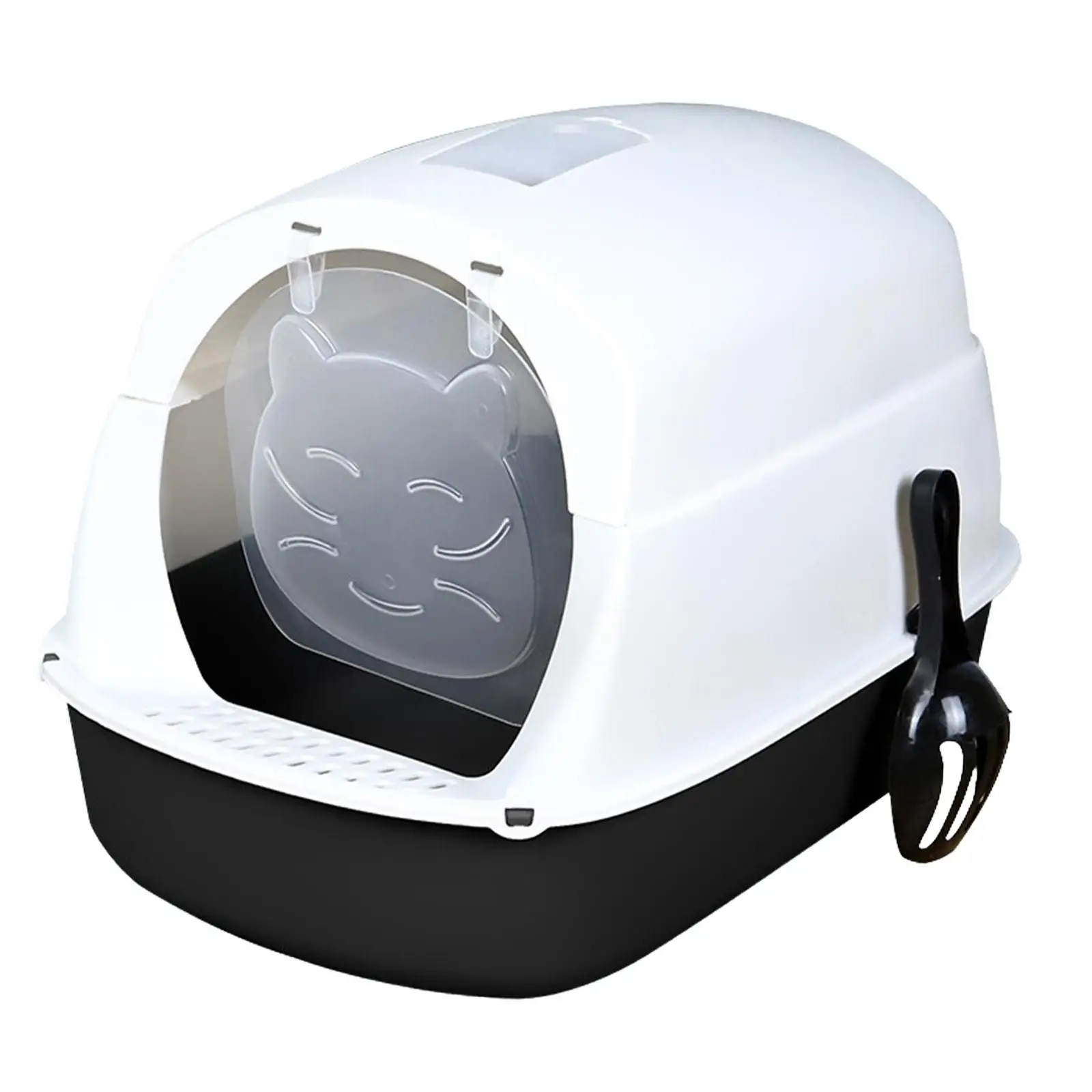Hooded Cat Litter Box Enclosed and Covered Cat Toilet with Front Door Flap Removable Kitten Potty Kitty Litter Tray Pet Supplies