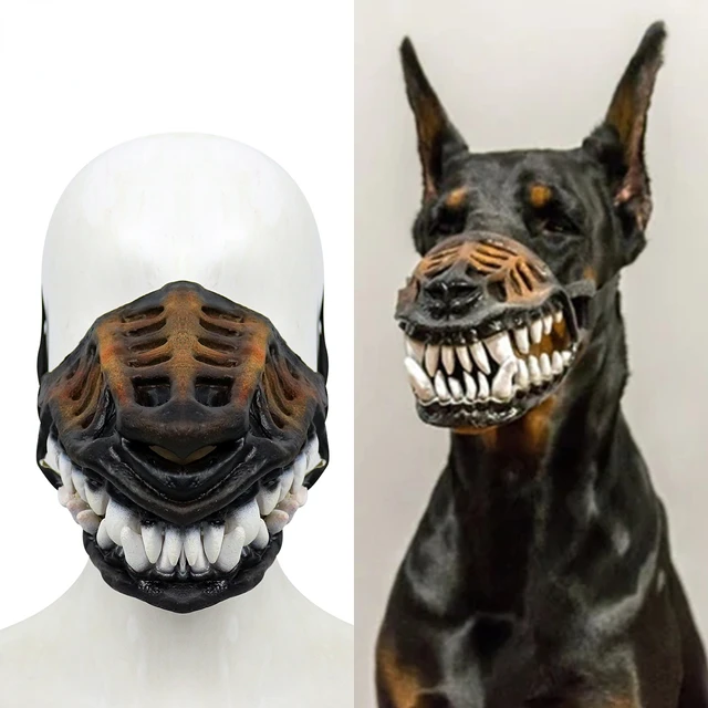 Padded Latex Rubber Dog Harness With Muzzle, And Mouth Mask For