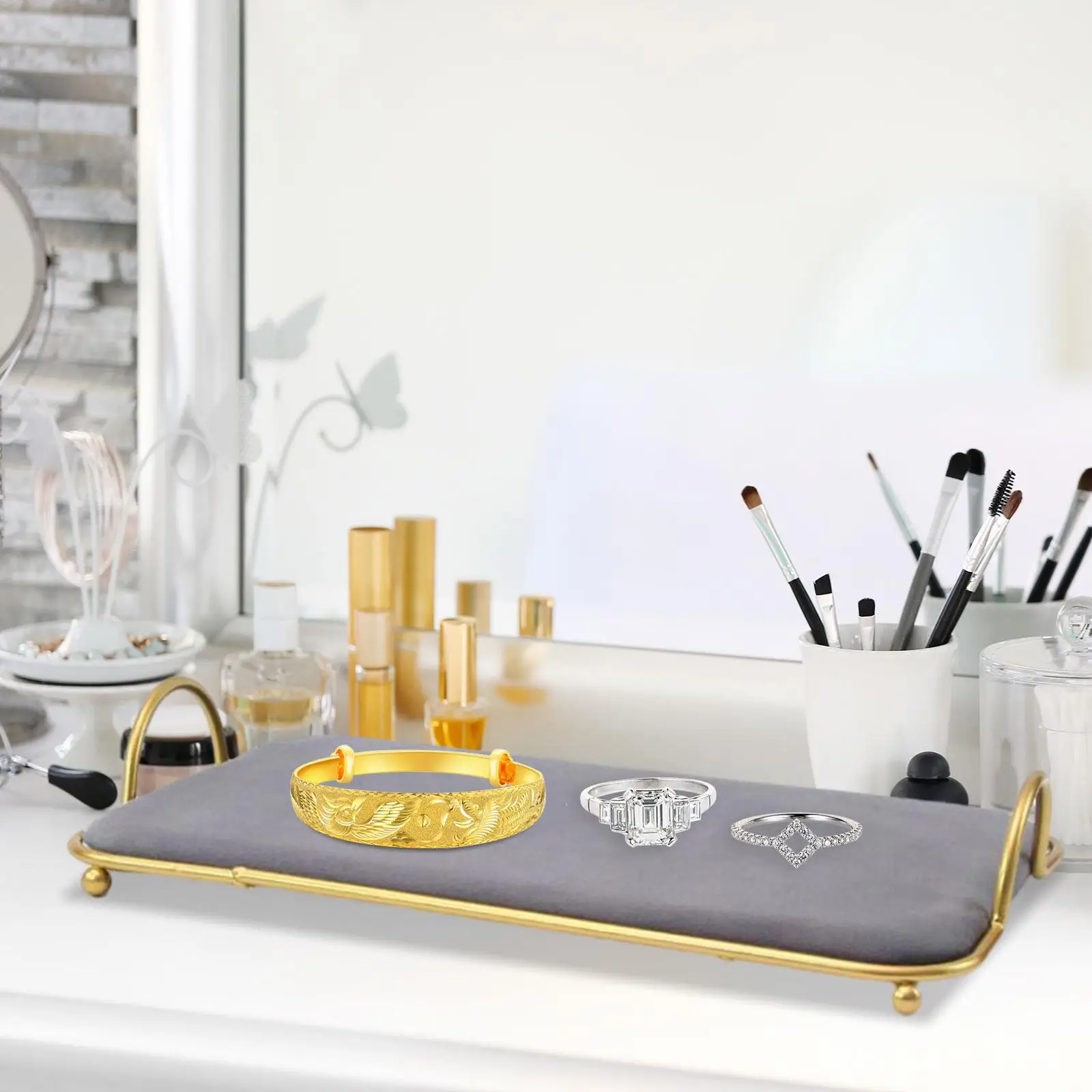 Jewelry Display Tray Countertop Women Jewelry Storage Display for Jewelry Shop Shopping Mall Bedroom Photography Live Broadcast