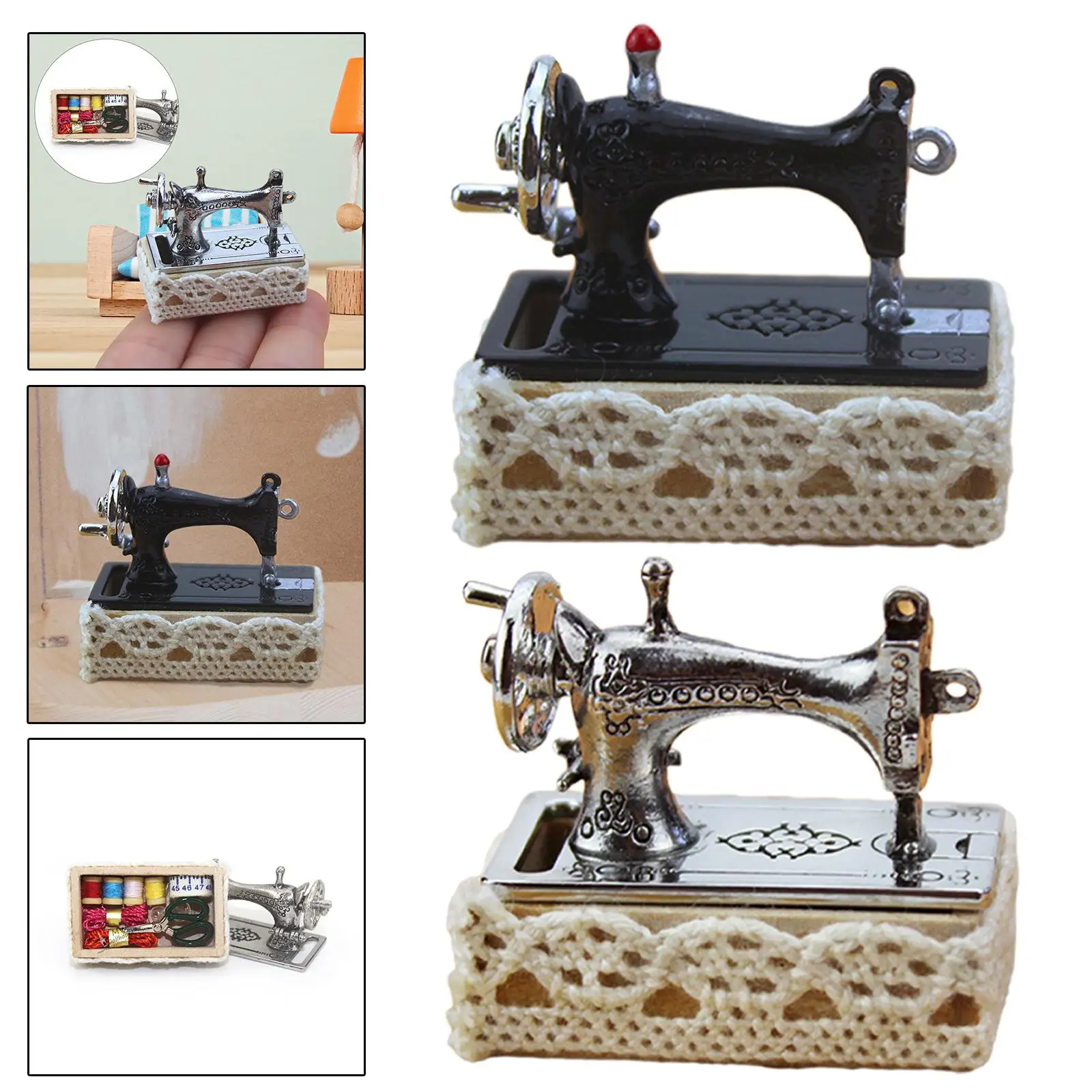 1:12 Dollhouse Miniature Sewing Machine DIY Scene Model for Room Decoration