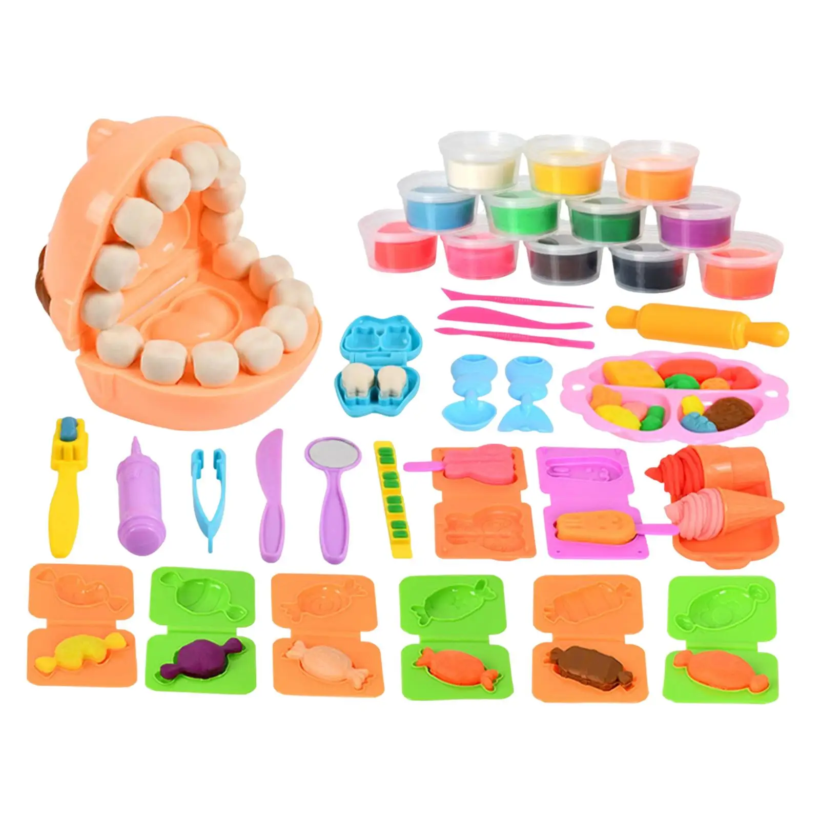 Modeling Clay Set with Accessoires 12 Colors DIY Models Educational Color Play Set for Children Boys Birthday Girl Kids