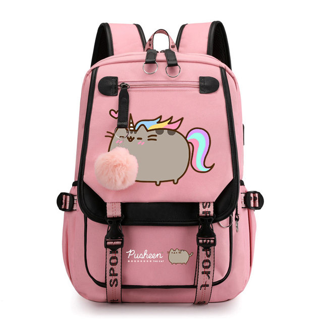 Pusheened Cat Backpacks for School Students Girls Book Bag Simple Laptop Computer USB Backpack Lady Multipocket Travel Bags AliExpress