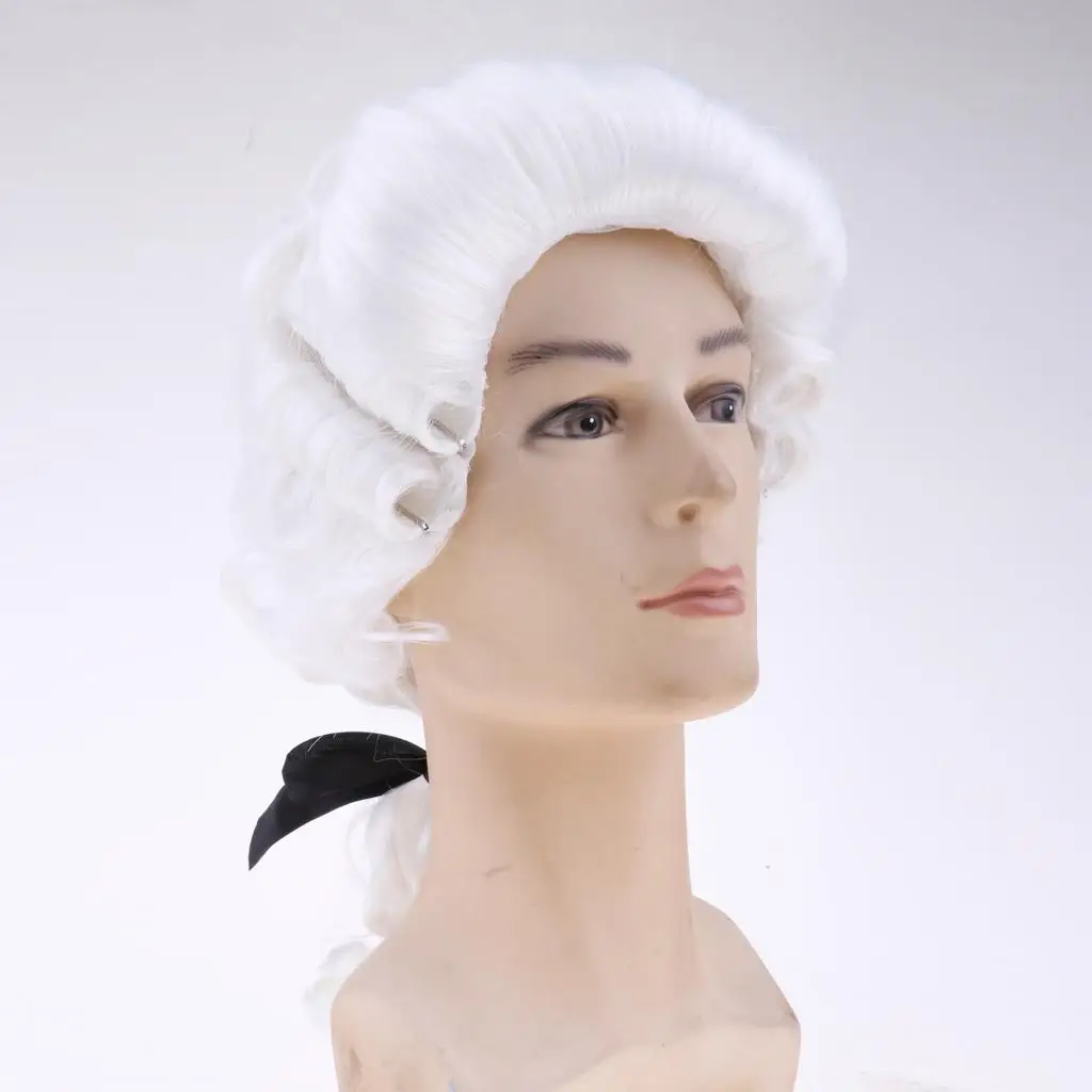 Men's Colonial Wig White Baroque Wig Hair for Party Cosplay Costume