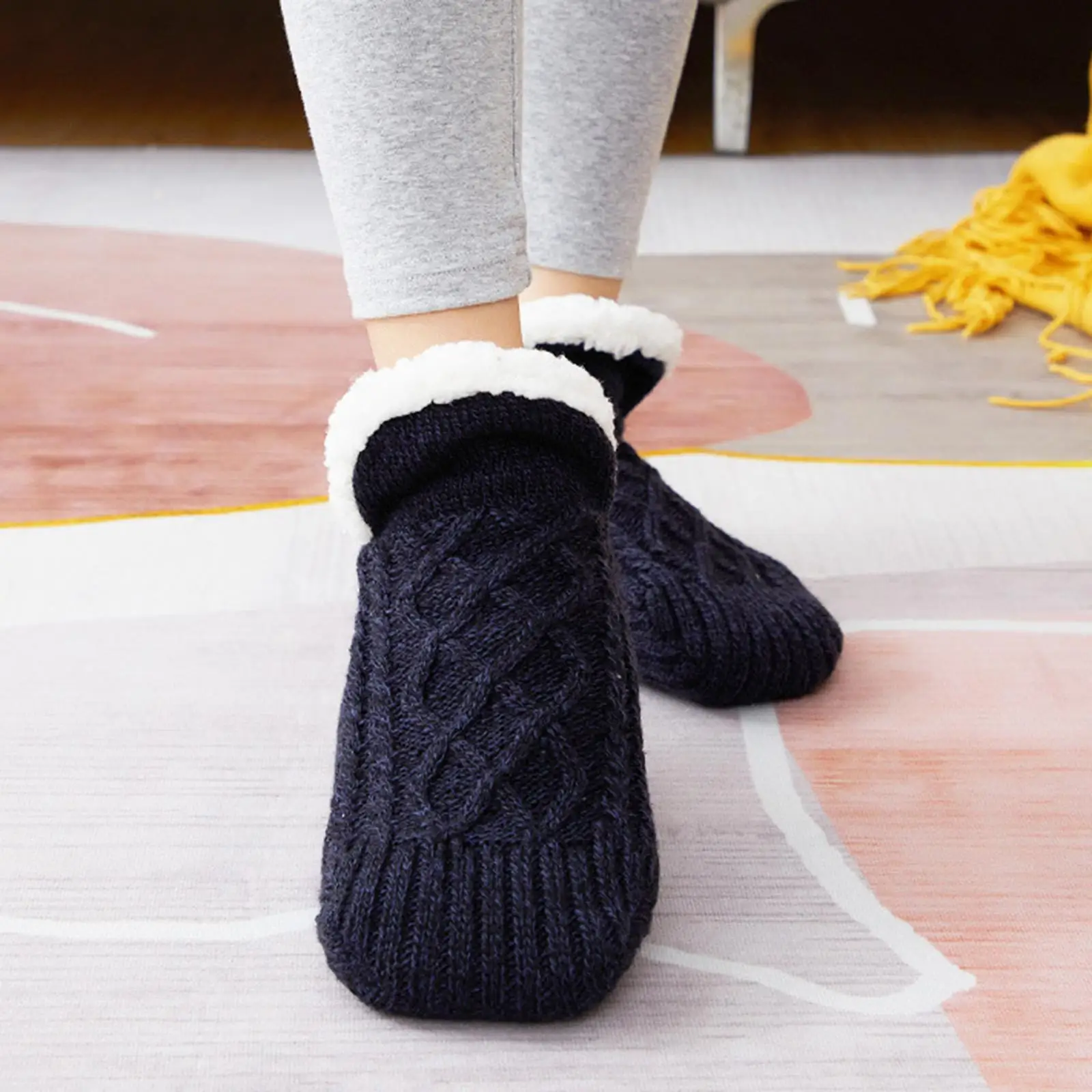 2x Winter Women Slipper Socks Warm for Female Women New Year Gifts