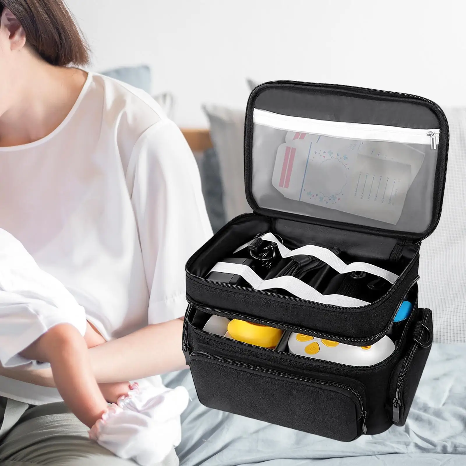 Breast Pump Bag Waterproof Front Pockets Cooling Bag Women Bags Breast Pump Carrying Bag for Camping Travel Working Home Outdoor Breast Pump Bag Waterproof Front Pockets Cooling Bag Women Bags Breast Pump Carrying Bag for Camping Travel Working Home Outdoor