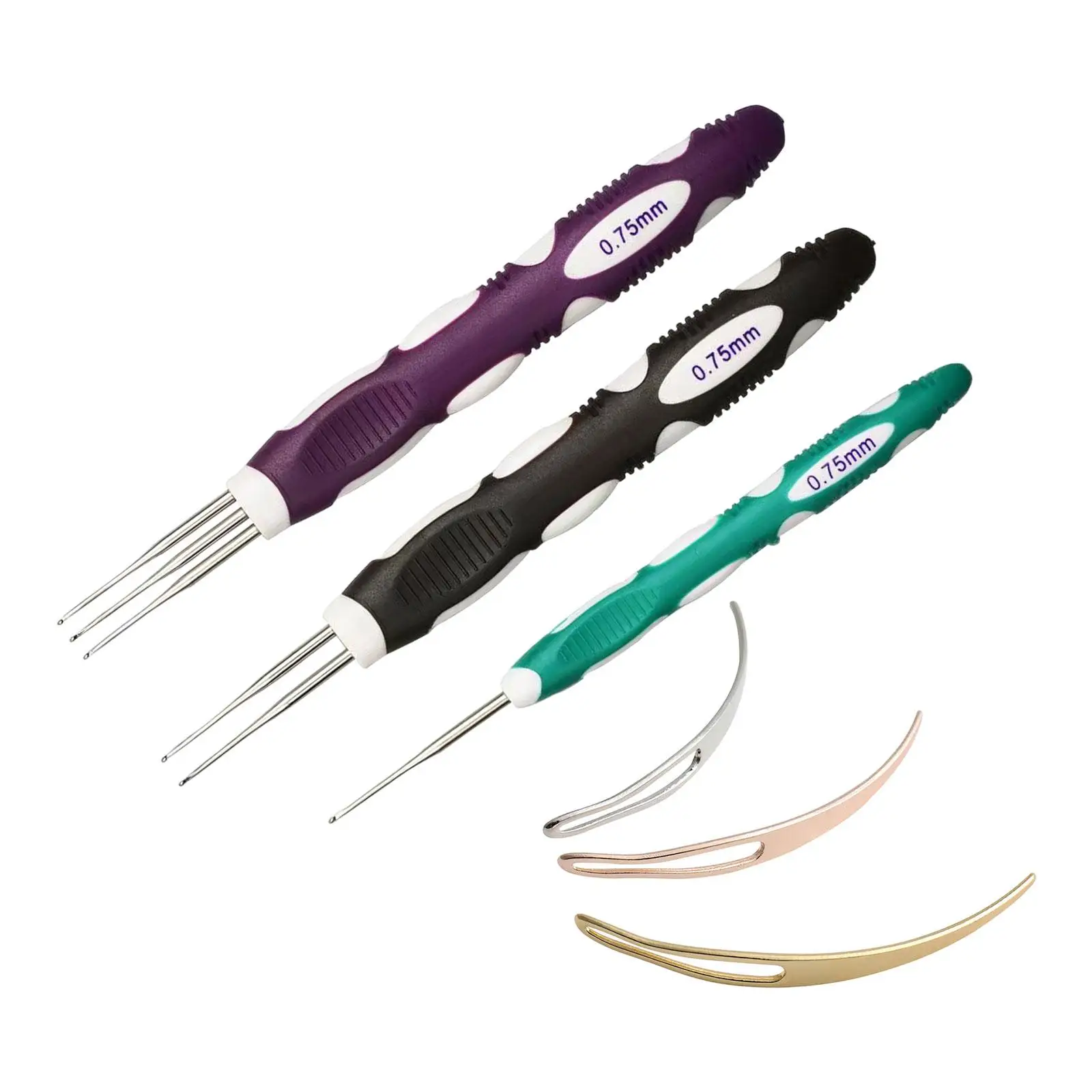 6Pcs Dreadlock Crochet Hook for Hair Practical Braid Hair Locking Tool Salon Hair Styling Hair Interlocking Tool Silicone Handle