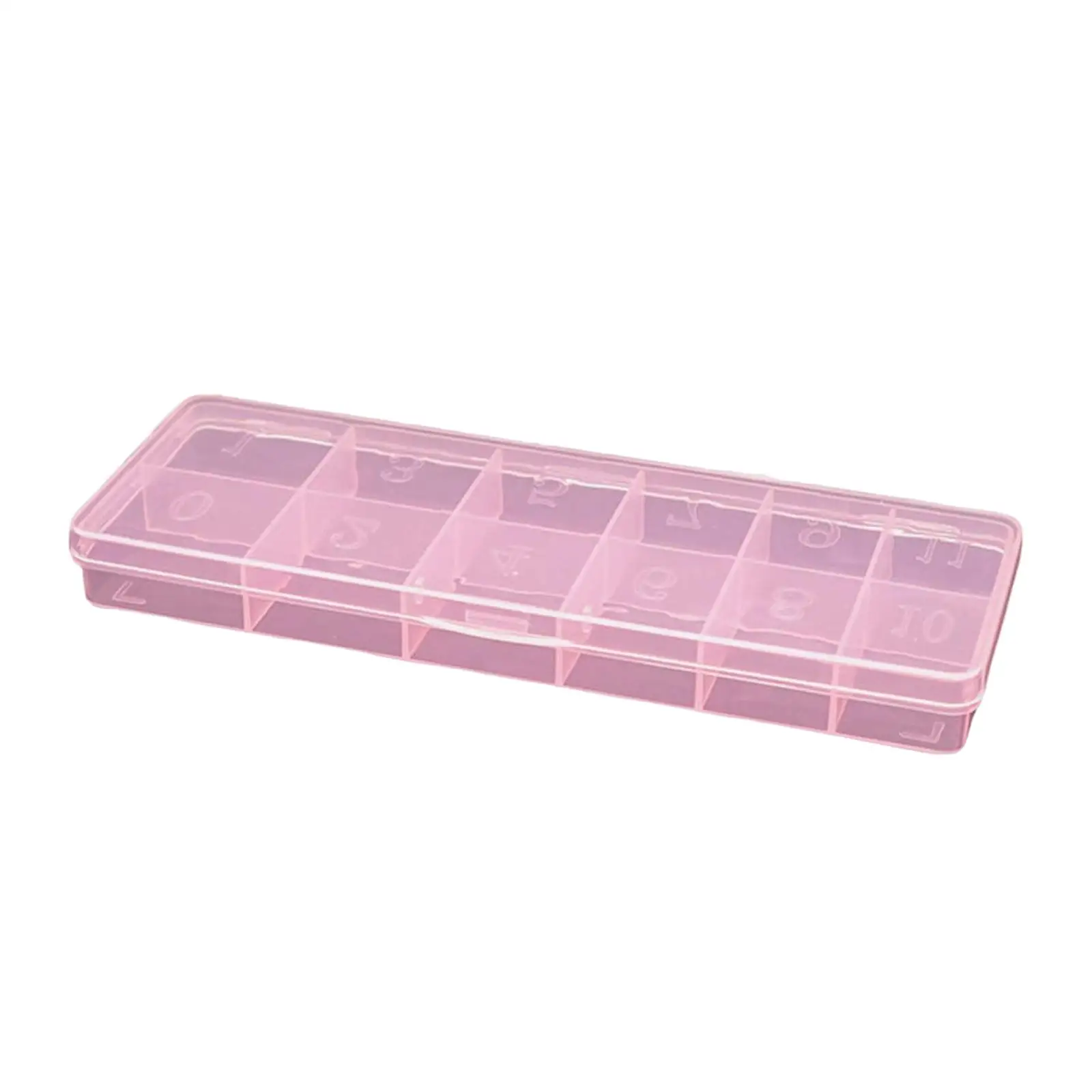 Plastic Nail Art Tip Storage Organizer Box with 10 Grid Boxes 12 Slots Empty Nail Art Tools Case for Beads Glitters Art Crafts