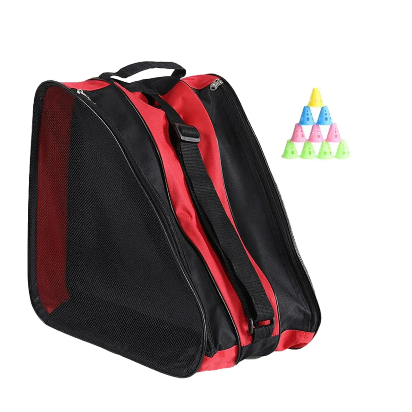 Roller Skates Bag Breathable Ice Skate Bags Ski Sports Shoulder Bag Large Capacity 3 Layer Triangle Skate Bag for Girls Boys