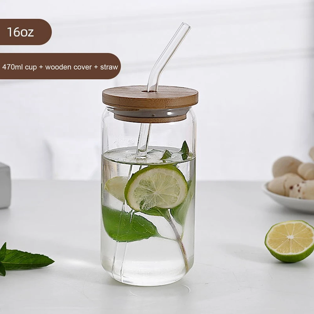 Durable Tea Juice Milk Glass Cup With Straw Drinkware