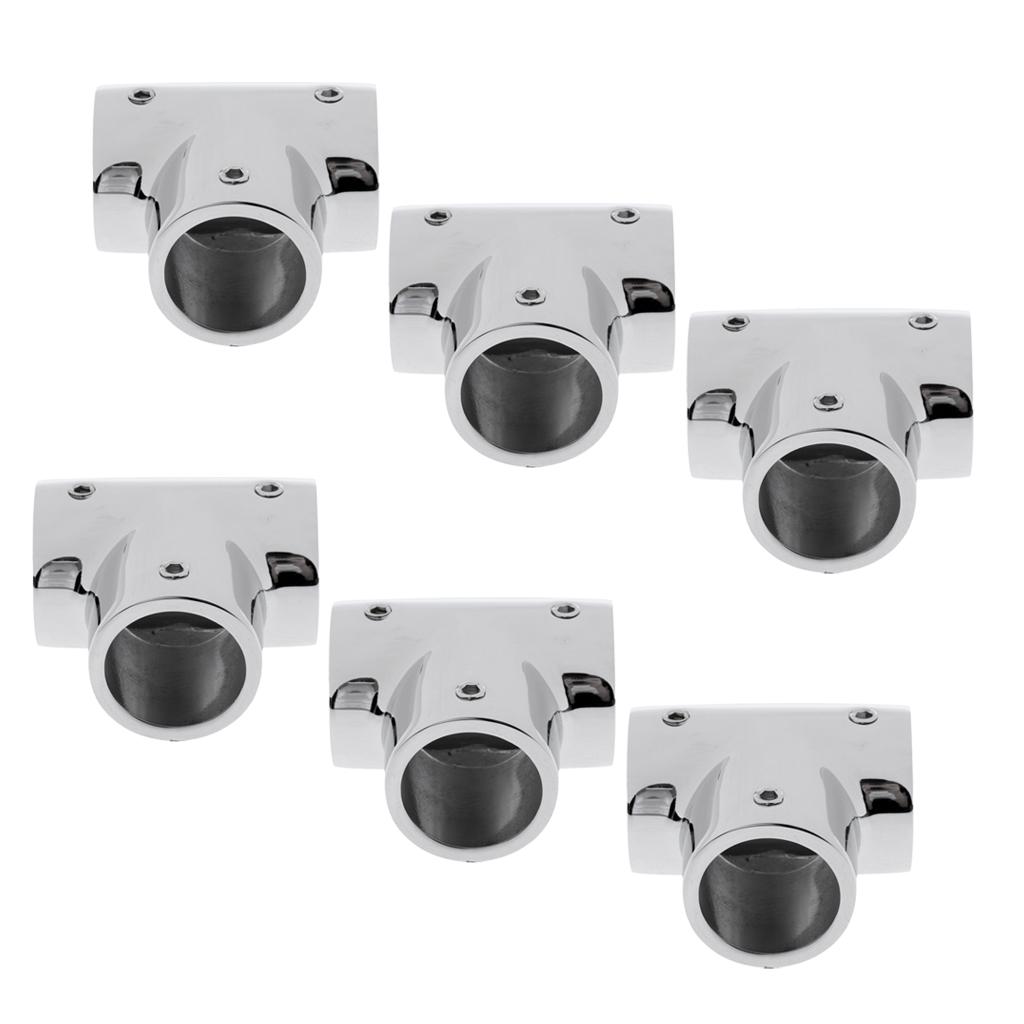 6pcs Solid Boat Handrail Hand Rail Fittings 90°316 Marine Stainless Steel Tee Hardware 1 inch