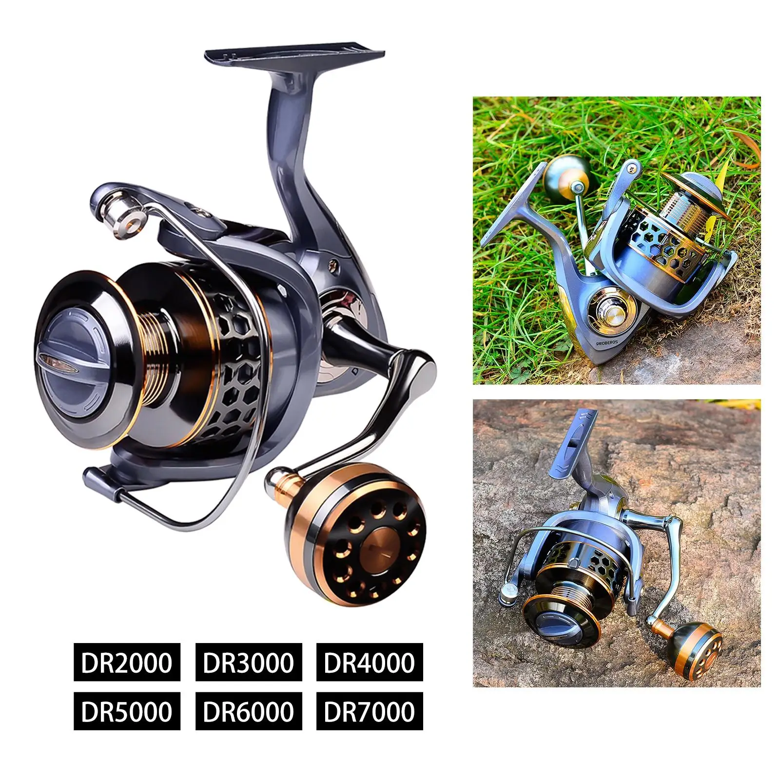 Fishing Reel Saltwater Freshwater Metal Handle Lightweight 3BB Lure Spinning
