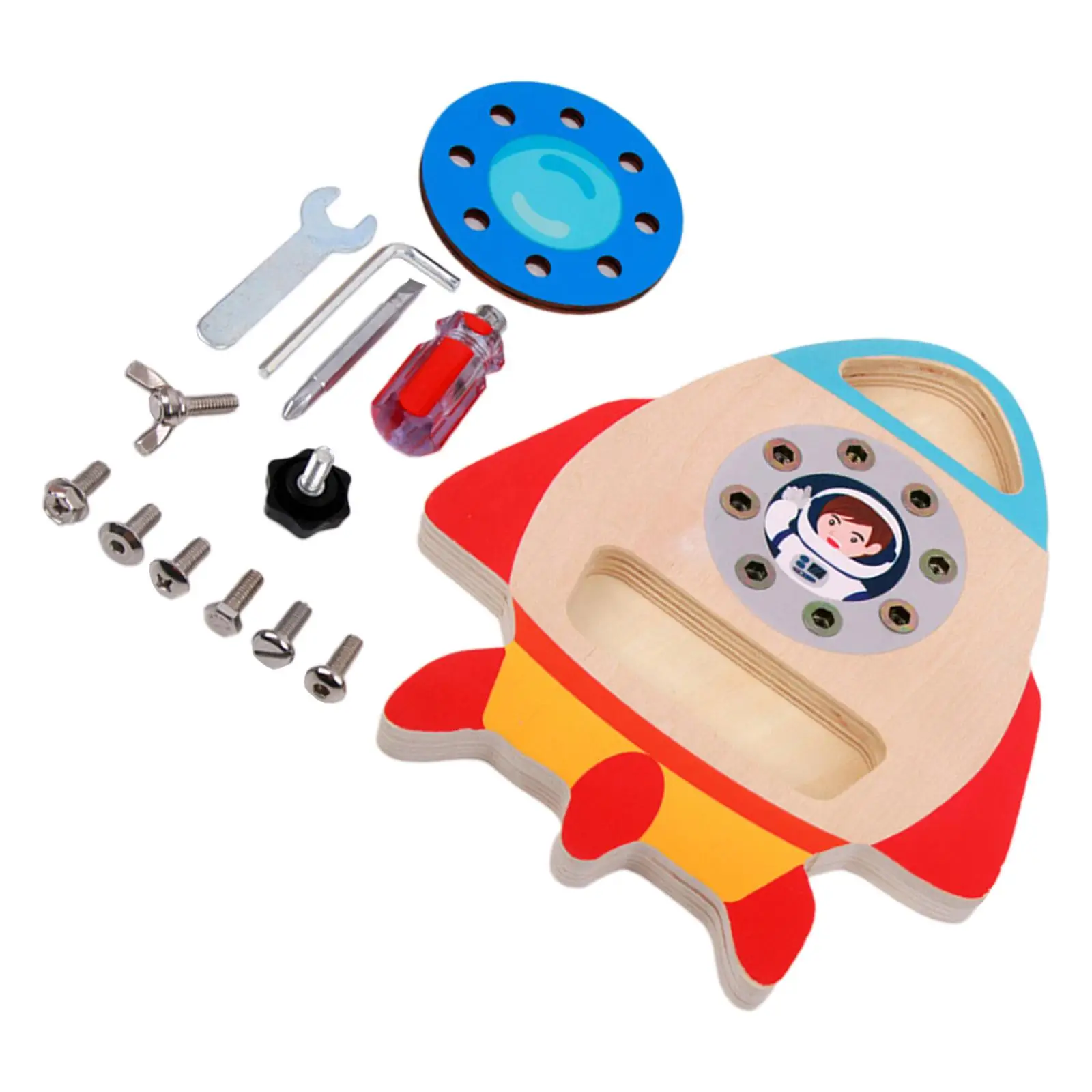 Montessori Rocket Shaped Screwdriver Board Set for Children Preschool Kids