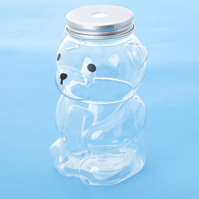 clear cute bear shape glass jar