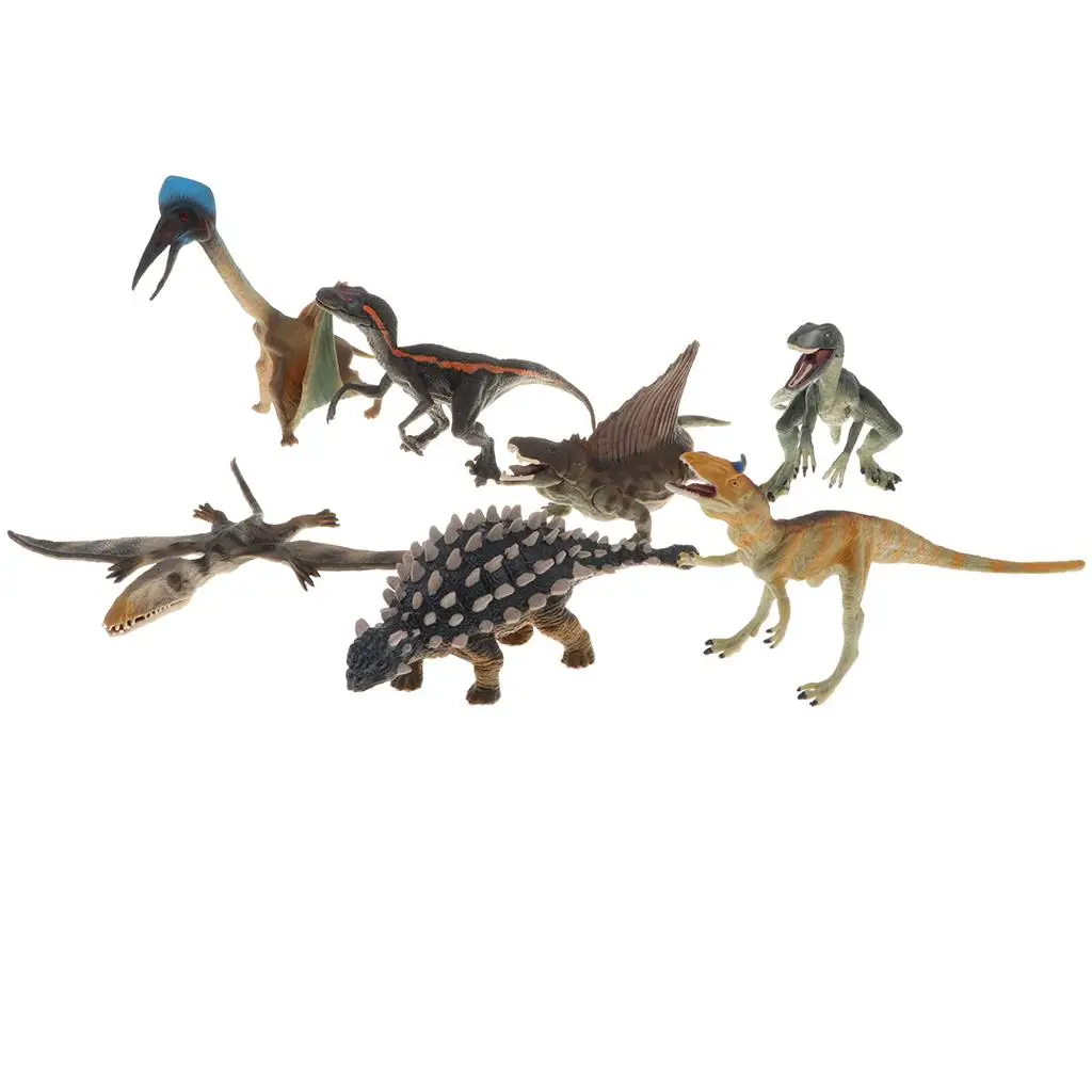 7pcs Reptile  Animal Figure Kid Toy Dinosaur Velociraptor Model