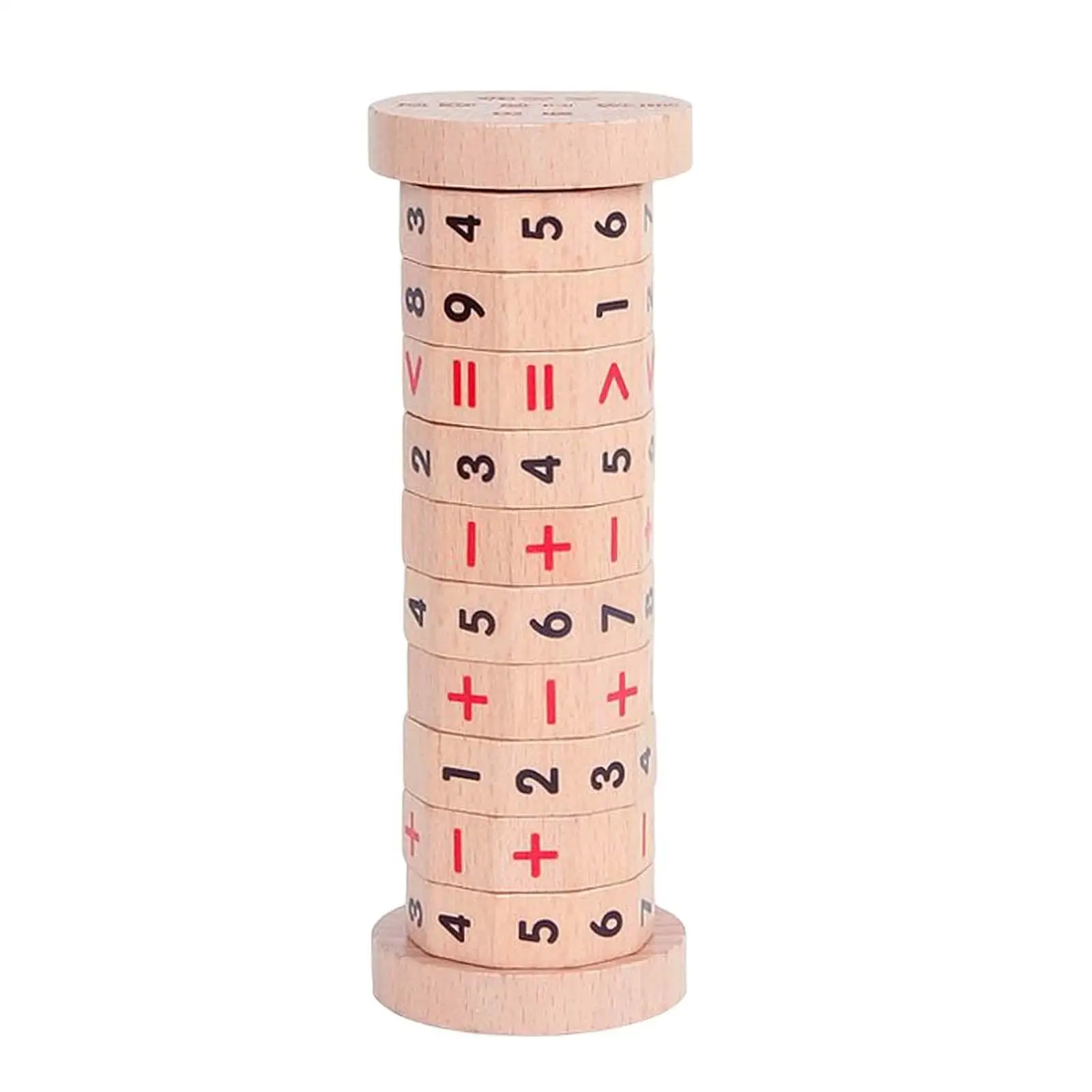 Montessori Wooden Rotating Cylinder Block Learning Toy Cylinder Numbers Toys Symbols Educational Arithmetic DIY for Children