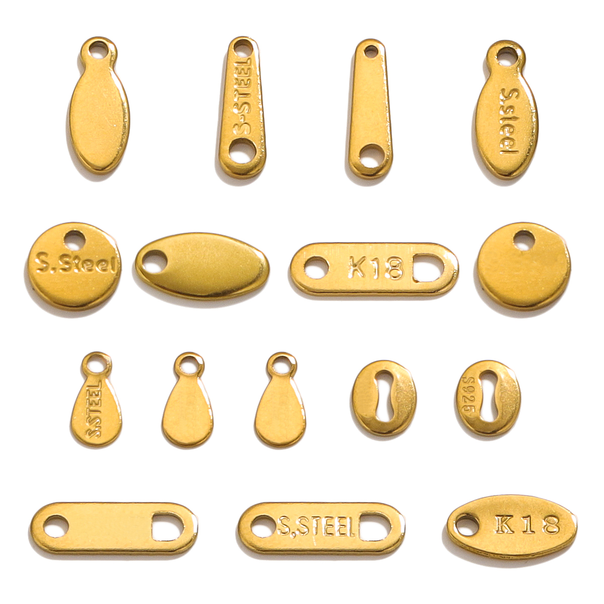 50 Stück Edelstahl 18 Karat vergoldet, ovale Charm-Anhänger, kleine Verlängerungskette, Anhänger, DIY-Designer-Schmuckherstellung – Detail 1