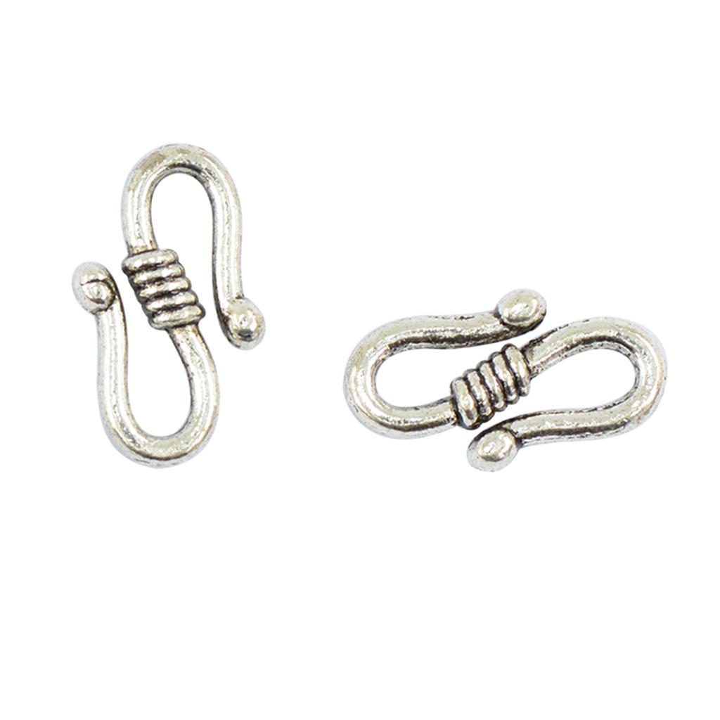 100 Pieces 15x8mm Alloy  Tibetan  Hook Connectors Clasps Necklace Clasp Bracelet Clasp DIY Jewelry Findings Accessories