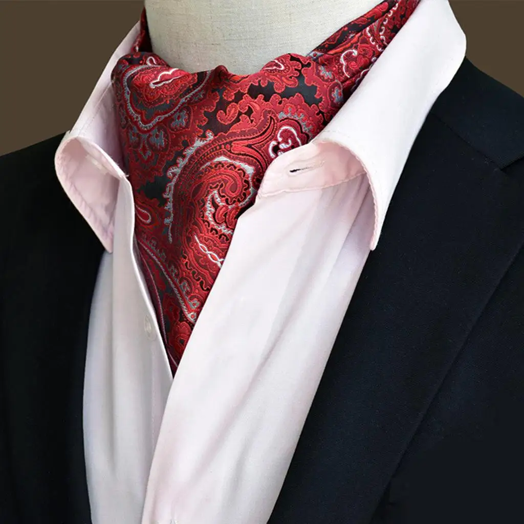 Men  Paisley Floral Jacquard Cravat Ascot Tie Accessories