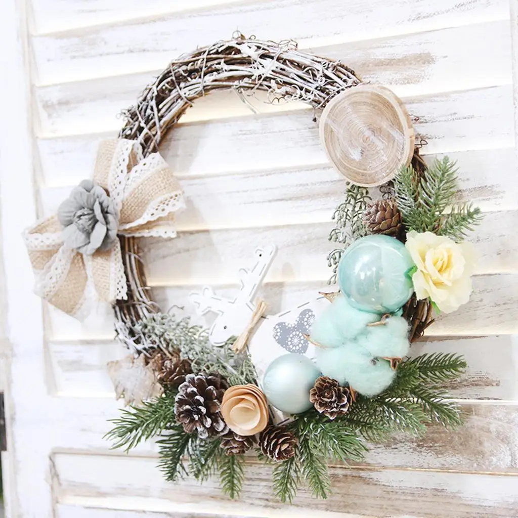 10 inch Garland Wall Hanging Rattan Front  Wreath for Porch 