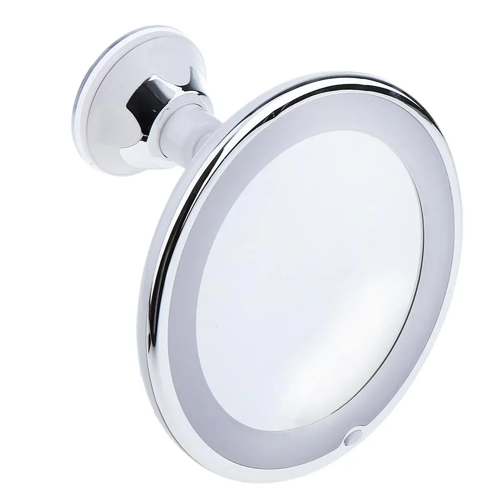 LED Lighted 10X Magnified Makeup Mirror with Lock Suction and 360 Rotating Adjustable Arm Portable  for travel Bathroom