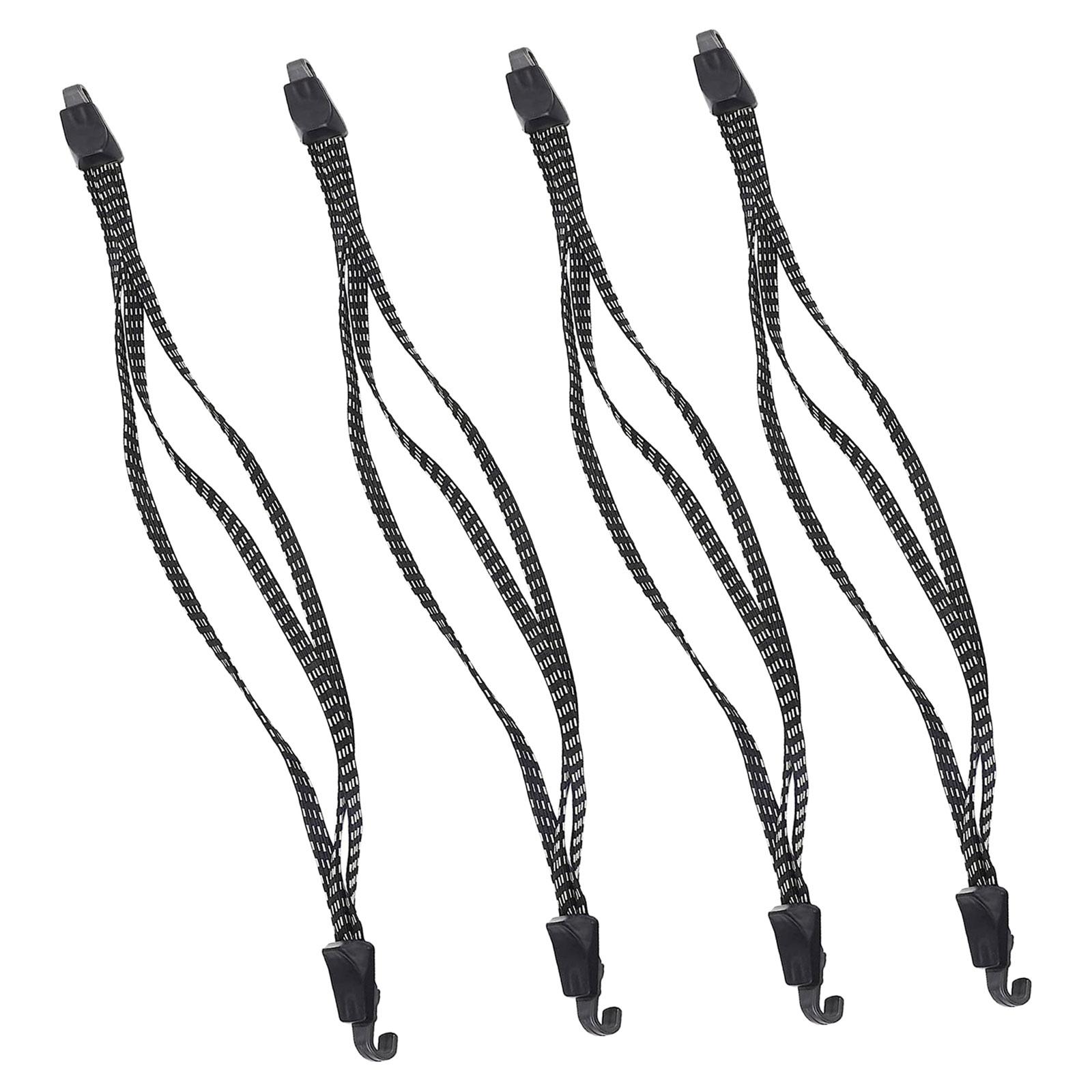 4x Bike Luggage Rope, Motorcycle Luggage Rack Tie Down Straps, Strong Luggage Belt, 3 in 1 Strap Bungee Cords with Hooks, Black