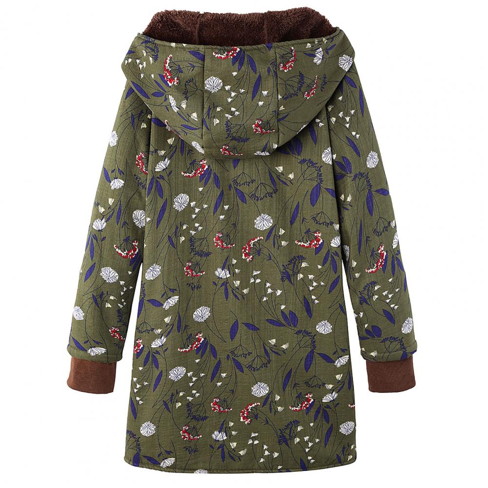 feminino inverno quente floral com capuz floral impressão com capuz vintage jaquetas inverno acolchoado jaqueta feminina parka