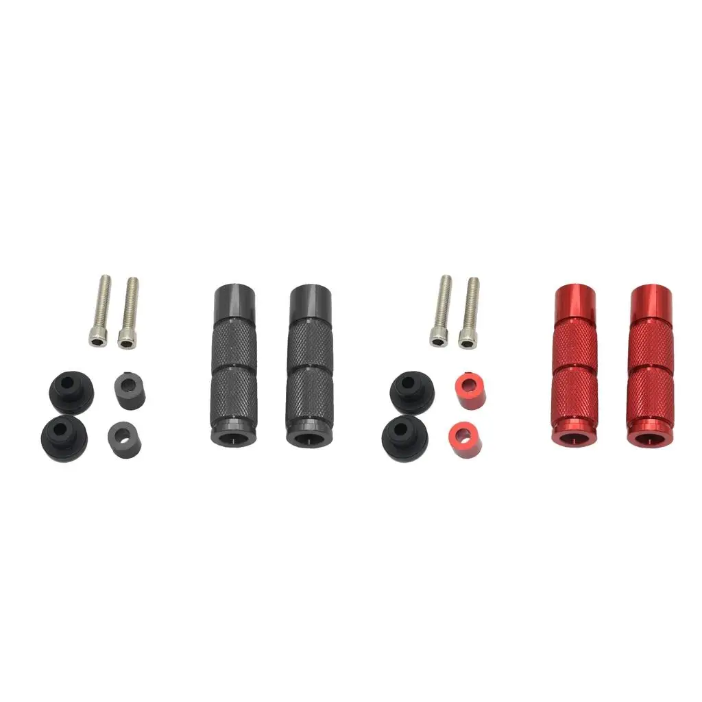 2 Pairs CNC Anti-skid Footrests Foot Pegs for Motorcycle (Red & Black)