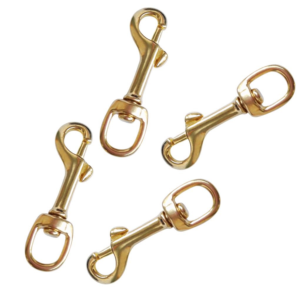 4pcs Gold Brass Swivel Eye  Snap Hook Clip for Scuba Diving Snorkeling