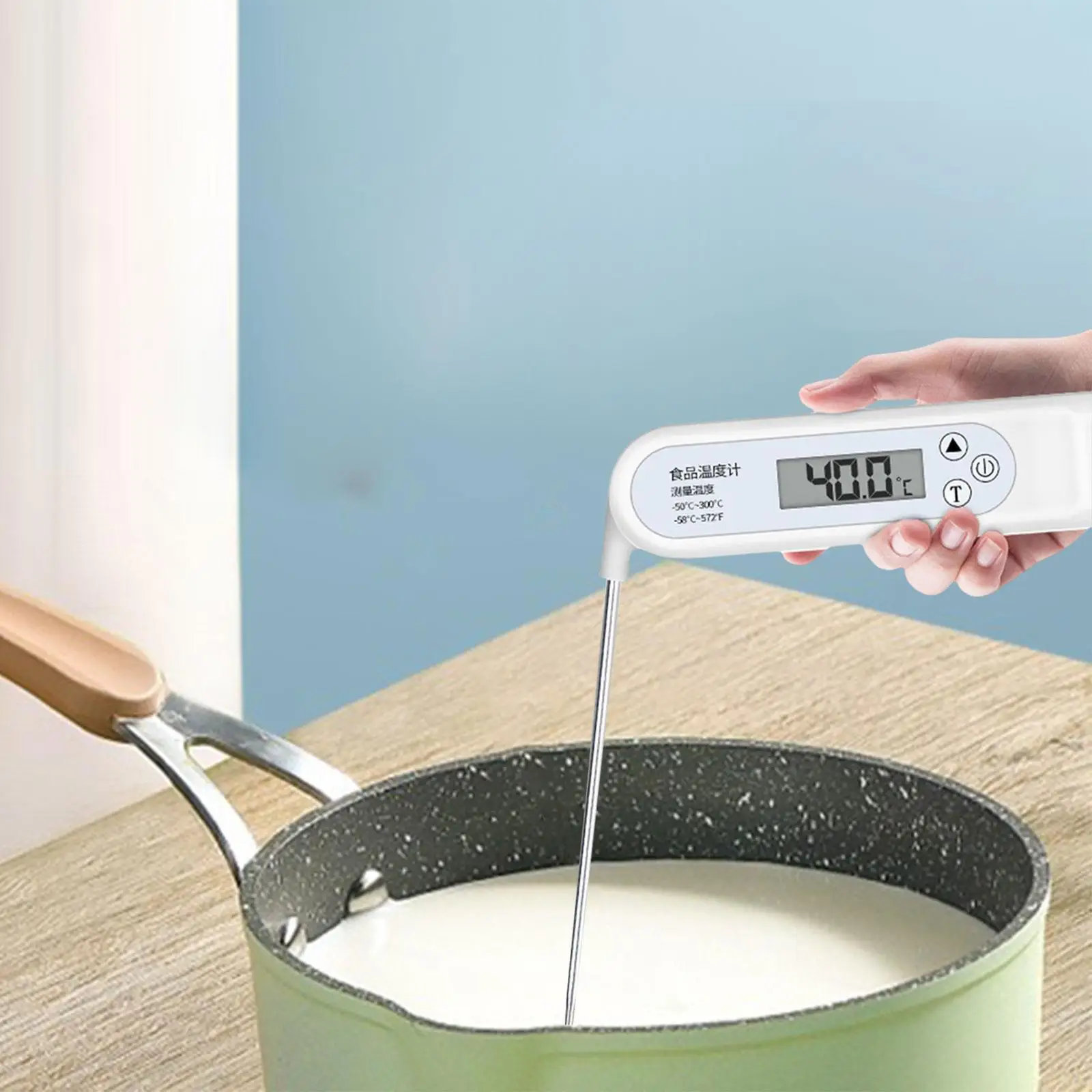 Digital Food Thermometer with Folding Probe High Accuracy for BBQ Water
