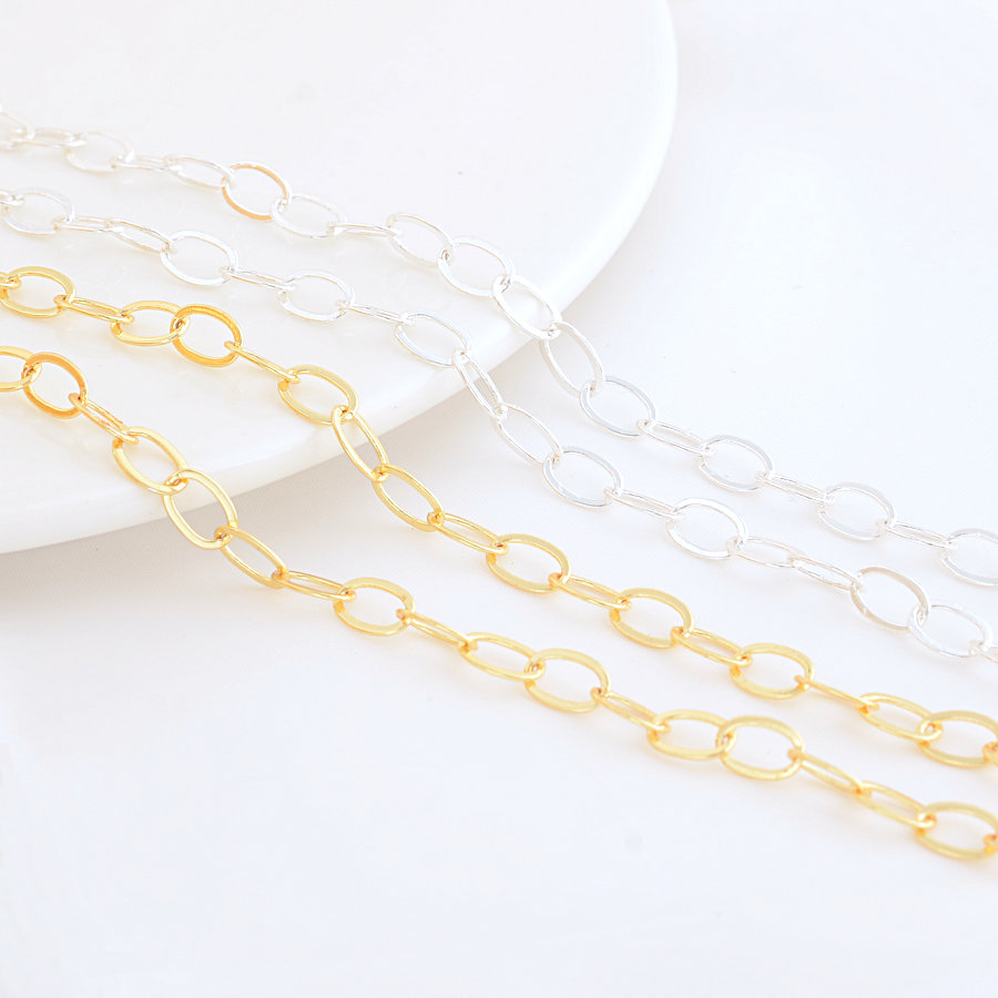 5*7mm 14 Karat vergoldete ovale Messing kette für die Schmuck herstellung DIY Halskette Armbänder Kette Schmuck herstellung Lieferungen – Detail 3