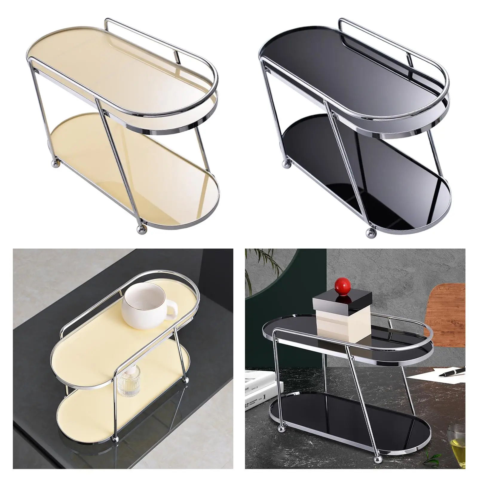 Bathroom Counter Organizer 2 Tiers Home Storage and Display Buffet Serving Tray Multiuse Table Storage Trays for Dresser