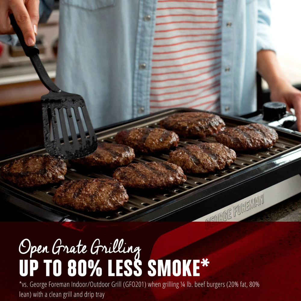 Title 1, 2023 George Foreman Party Size Open Grate Smoke...