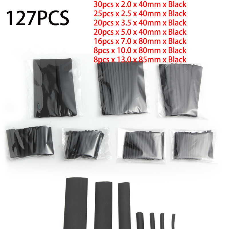 Description Picture 3 of item127 Pcs Heat Shrink Sleeving Tube Tube Assortment Kit Electrical Connection Electrical Wire Wrap Cable Waterproof Shrinkage 2:1