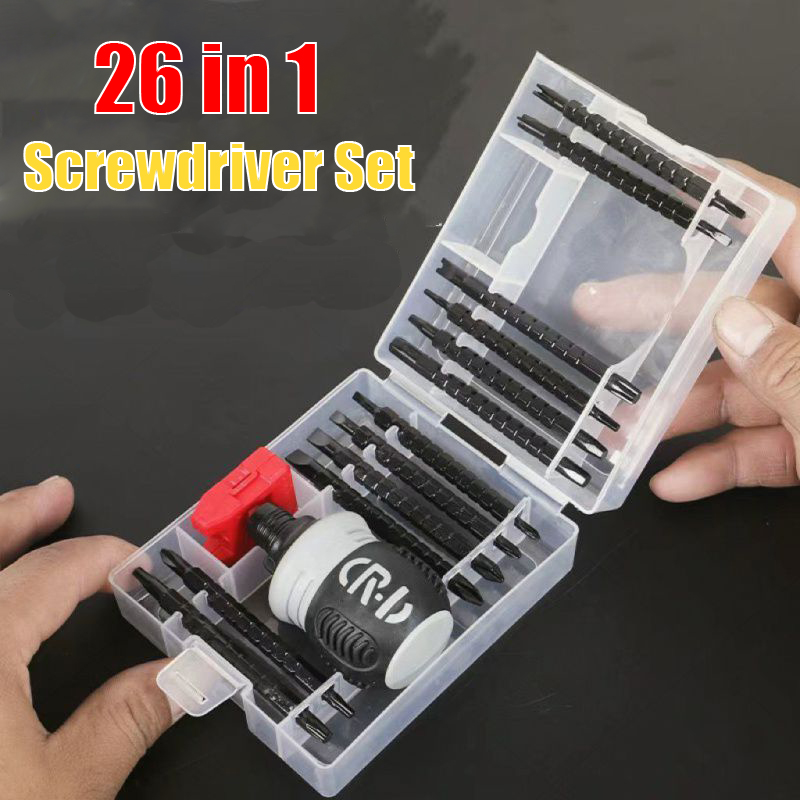 26 In 1 Ratchet Screwdriver Set Magnetic Dual-purpose Batch Head Telescopic Labor-Saving Screwdriver Hand Tool