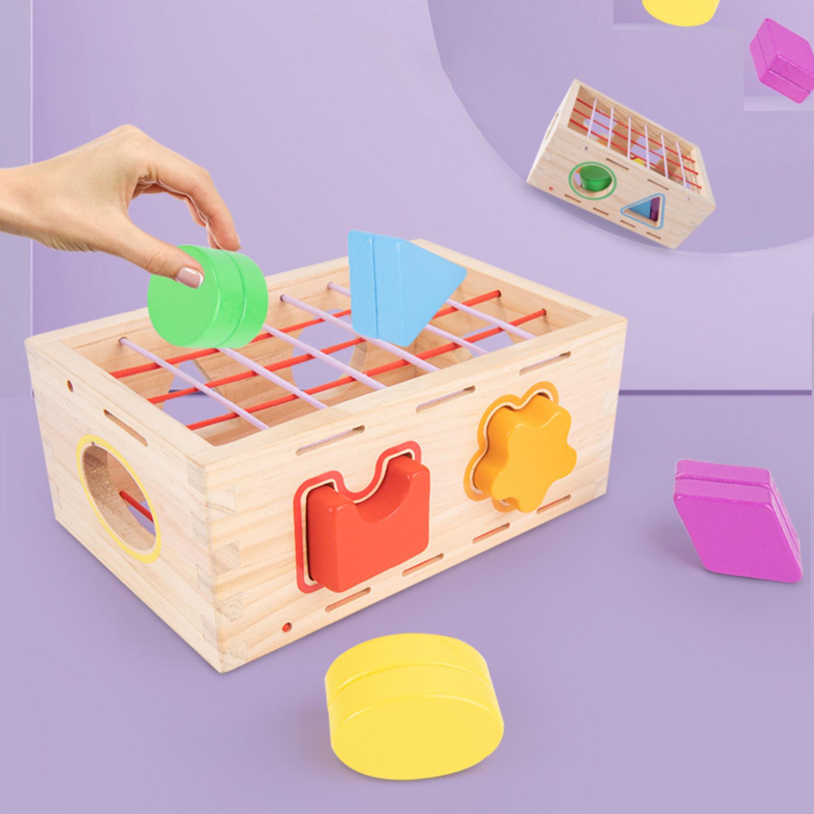 Shape Sorting Cube Montessori Colorful Plug-In Box Classic Color Sensory Cognition Sensory Bin Gift for 1-2 Year Old Boy Girl