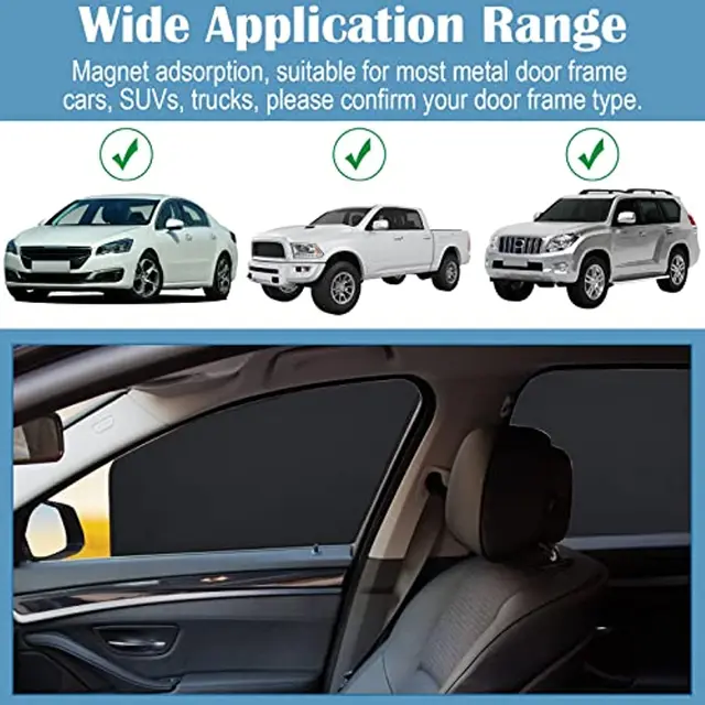 4 Pieces Privacy Car Window Sun Shades Magnetic Blackout Car Window Covers  Car Curtains/Covers Automotive Window Sunshades for Sleeping Family Baby