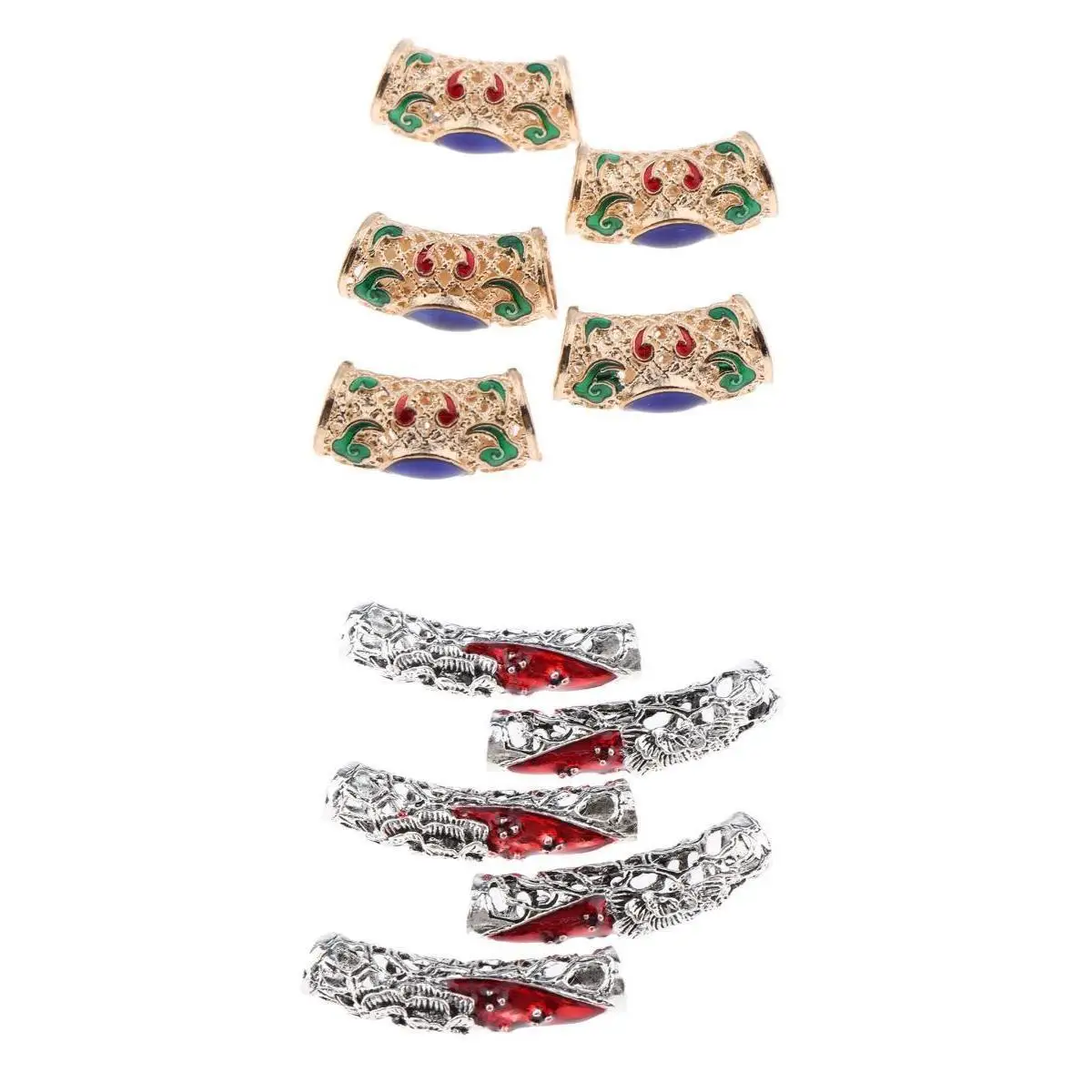 10pcs  Hair Braid Rings Cuff Clips Tubes Jewelry Hair Accessories