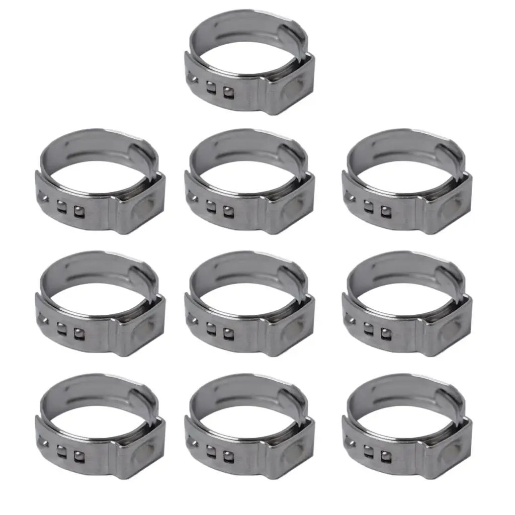 4x Stainless Steel 10pcs Single Ear Clamps Hydraulic Clamp  pieces 14.8-18mm