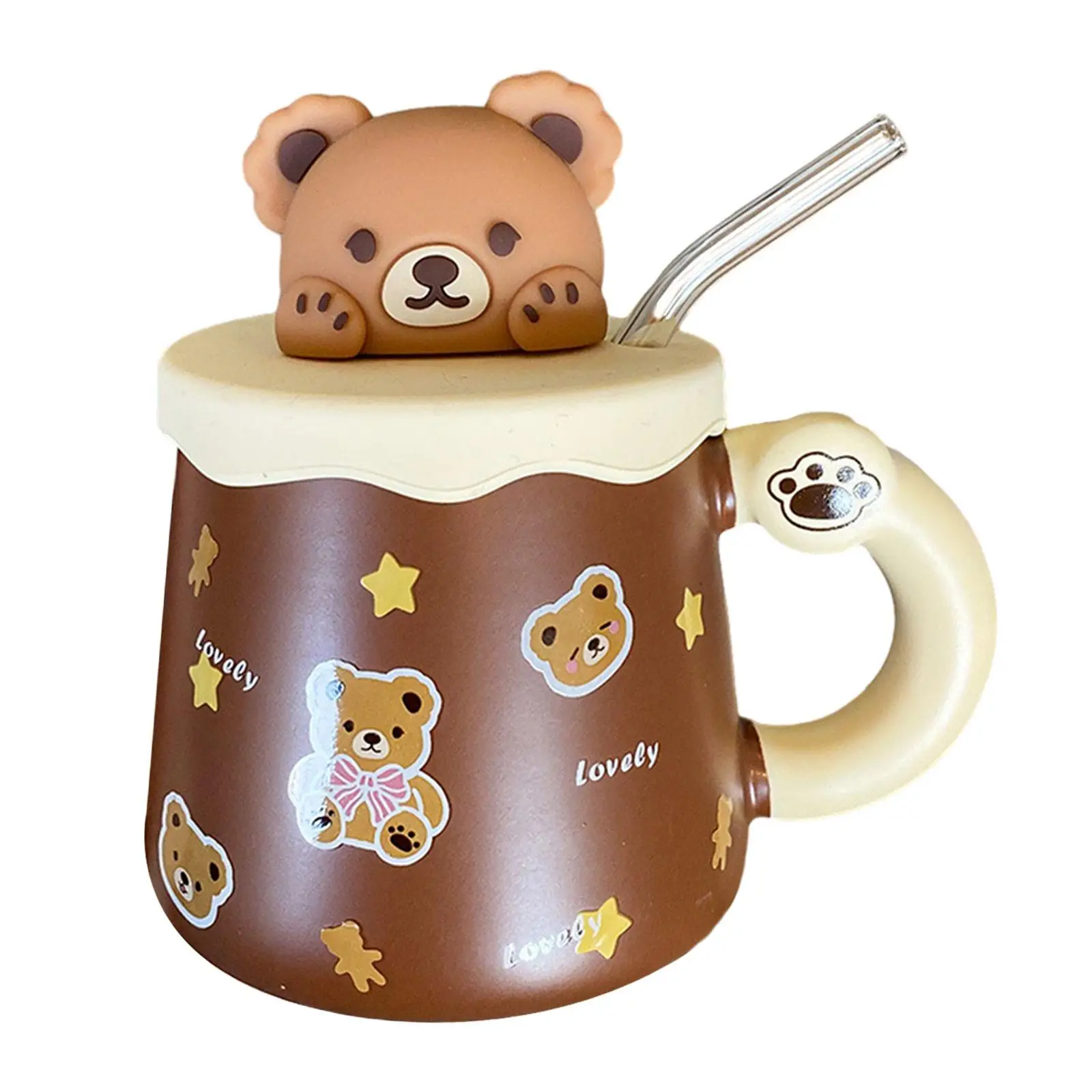 Little Bear Coffee Mug Ceramic Big Belly Mug Hot Chocolate Mugs with Handle Tea Cup Milk Mug for Valentine`s Day Girls Friend
