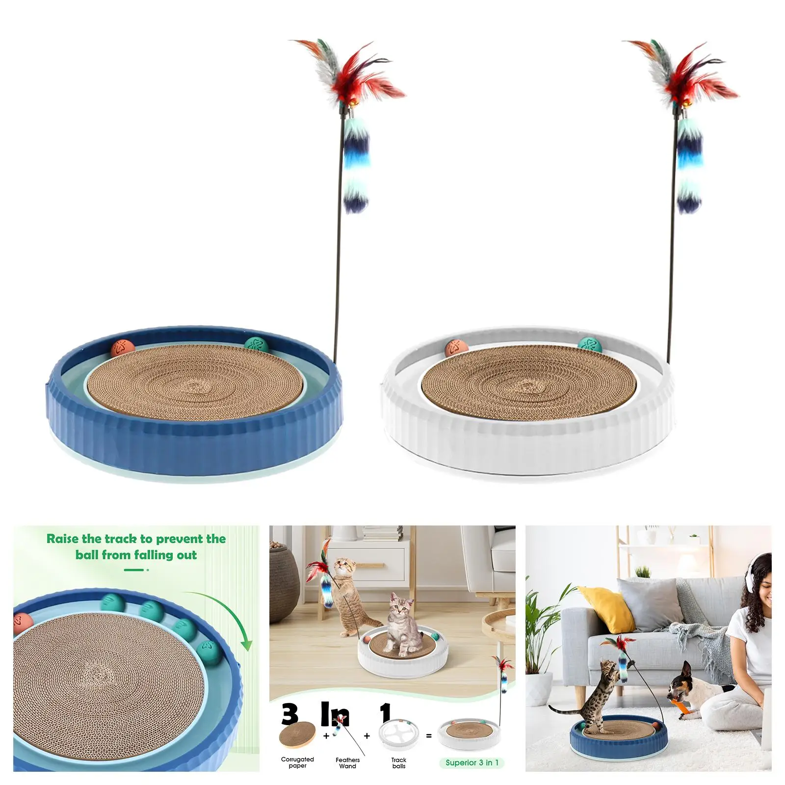Cat Scratcher Toy Interactive Training with Ball Comfortable Exercise Cat Toy Scratching Pad for Kitten Indoor Cats Pet Supplies