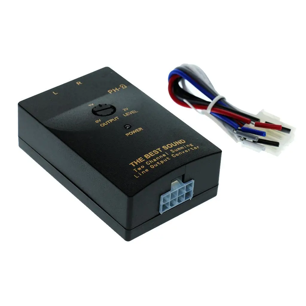 Car Audio RCA Speaker High To Low Level Output Converter w/ Adapter Wire