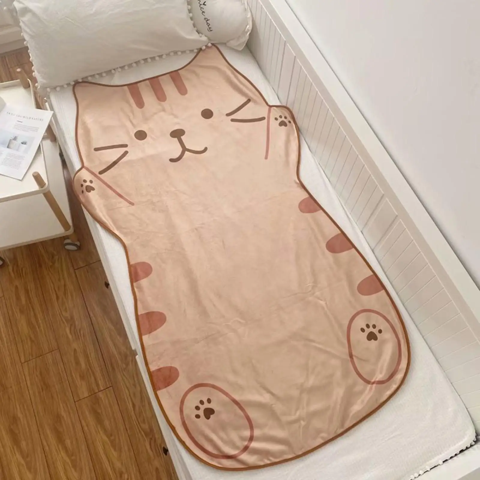 Cute 60x35inch Kitten Shaped Children Flannel Blanket Durable Office, Bedroom Use Machine Washable Lightweight Compact Soft