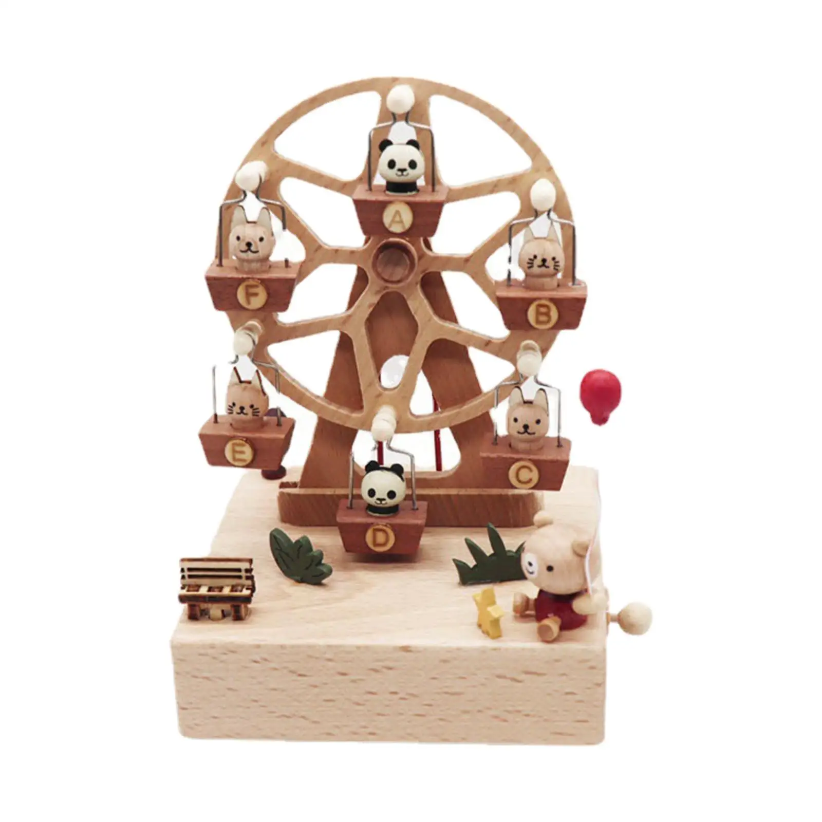 Carousel Music Box Ornament Children`s Toys Christmas Present for Family Friends with Small Swinging Animal Windmill Music Box