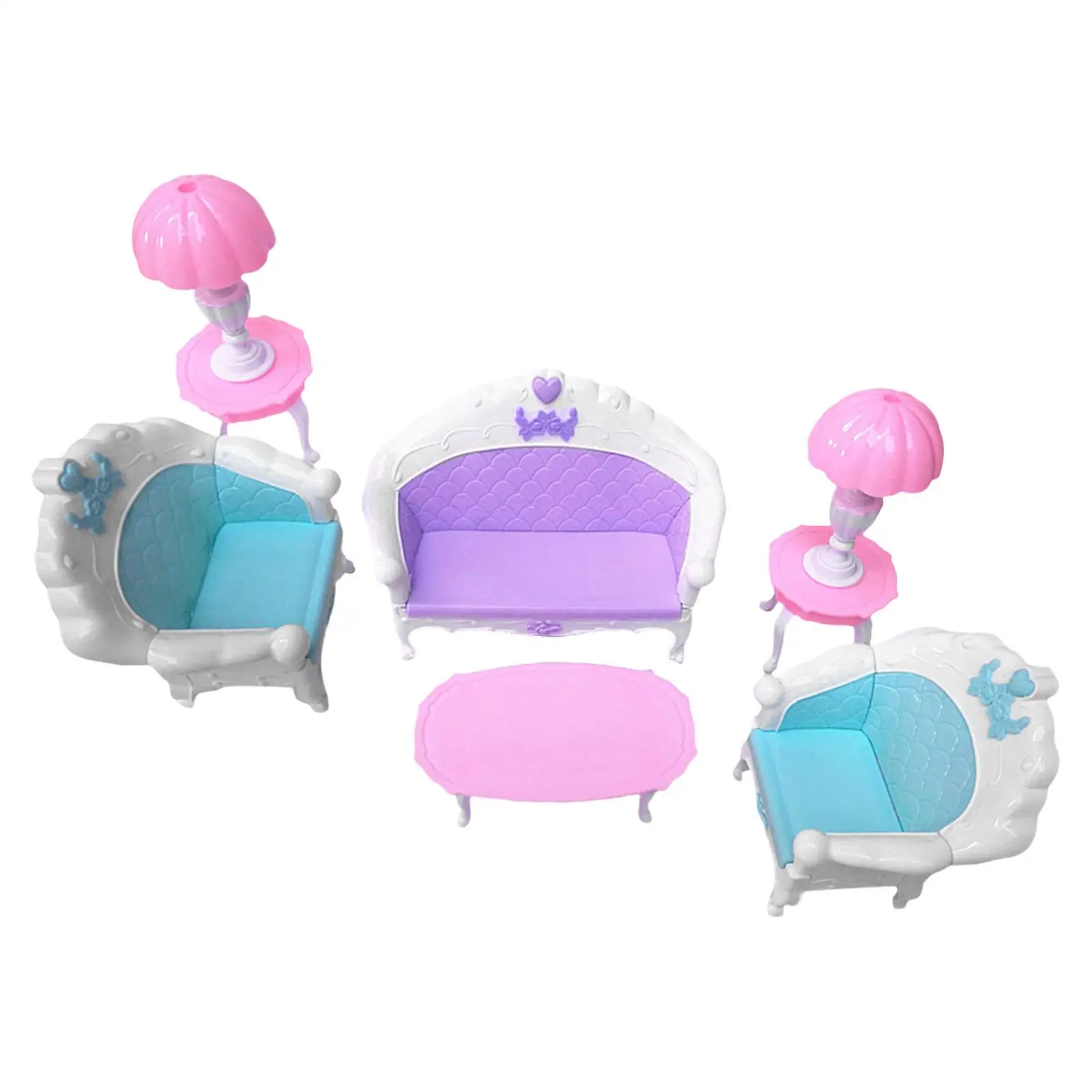 Doll Furniture Mini Simulation Role Play Dollhouse Ornament Dollhouse Living Room Miniature Sofa and Table for Doll DIY Scene