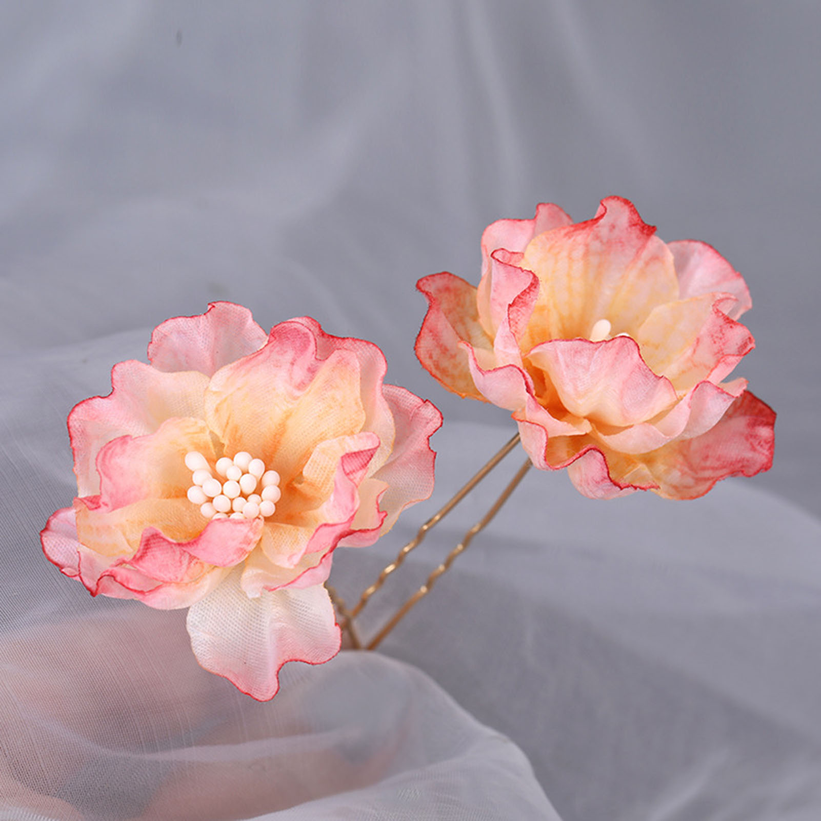 Seide Blume Hochzeit Braut Haarnadeln handgemachte Perle Perlen Blume Kopfschmuck für Frau Haars tyling machen Stifte – Detail 5
