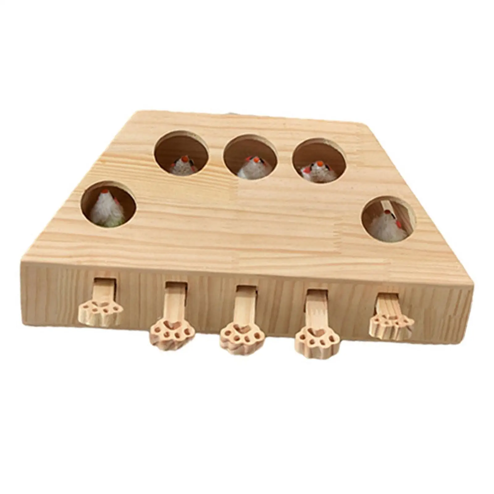Wooden Cat Funny Toys 5 Holes Scratching box Interactive Tease Cat Machine Puzzle for Pet Exercise Catch Mouse Catch Kitty