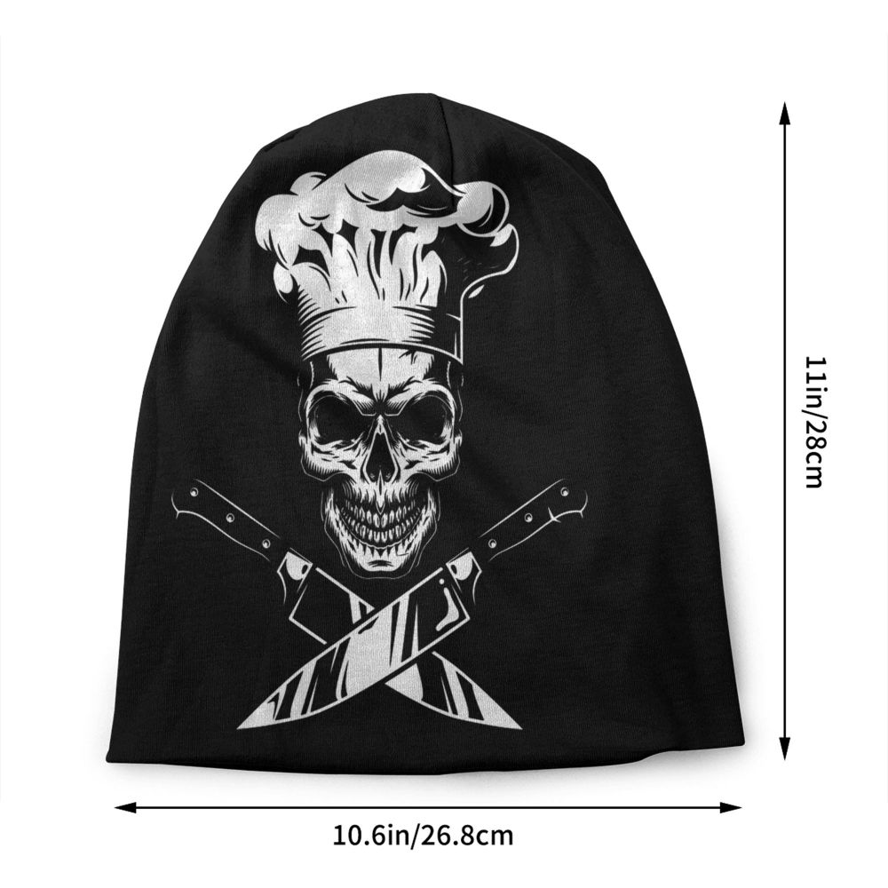 Benutzerdefinierte lustige Kochen Schädel Messer Chef Motorhaube Hut Stricken Hüte Männer Frauen Mode Unisex Erwachsene Winter warme Mützen Kappe – Detail 14