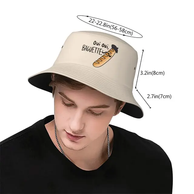 French Oui Oui Baguette Bread Bob Hat Travel Headwear Stuff Fishing Caps  for Outdoor Unisex Bucket Hats Packable - AliExpress